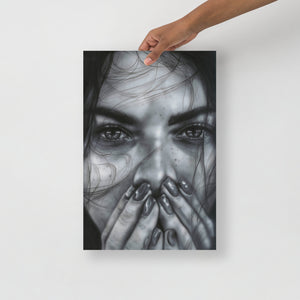 Hands over mouth Photo paper poster